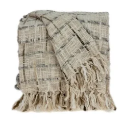Gray Primitive Squares Handloomed Throw Blanket-Kirkland's Home Sale