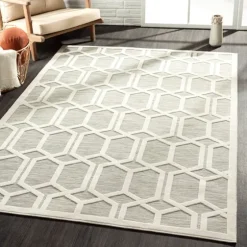 Gray Raised Honeycomb Indoor/Outdoor Area Rug, 7X9-Kirkland's Home Hot