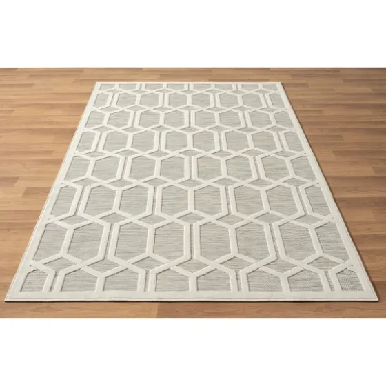 Gray Raised Honeycomb Indoor/Outdoor Area Rug, 7X9-Kirkland's Home Hot