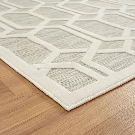 Gray Raised Honeycomb Indoor/Outdoor Area Rug, 7X9-Kirkland's Home Hot