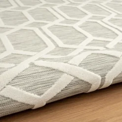 Gray Raised Honeycomb Indoor/Outdoor Area Rug, 7X9-Kirkland's Home Hot