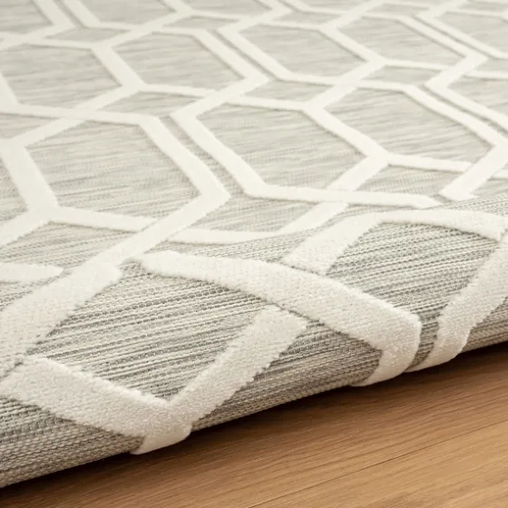 Gray Raised Honeycomb Indoor/Outdoor Area Rug, 7X9-Kirkland's Home Hot