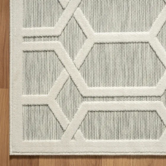 Gray Raised Honeycomb Indoor/Outdoor Area Rug, 7X9-Kirkland's Home Hot
