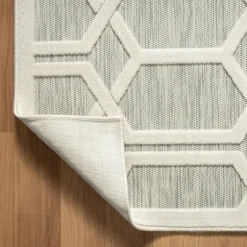 Gray Raised Honeycomb Indoor/Outdoor Area Rug, 7X9-Kirkland's Home Hot