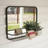 Gray Rectangular Mirror With Wire Basket-Kirkland's Home Hot