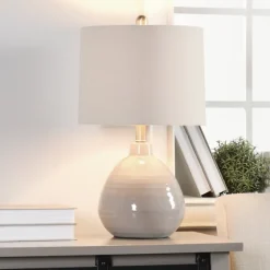 Gray Ribbed Ceramic Table Lamp-Kirkland's Home Hot