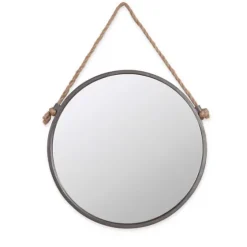 Gray Round Metal Hanging Rope Wall Mirror-Kirkland's Home Fashion