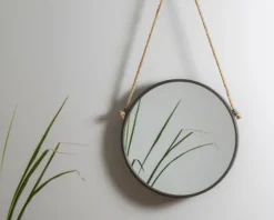 Gray Round Metal Hanging Rope Wall Mirror-Kirkland's Home Fashion