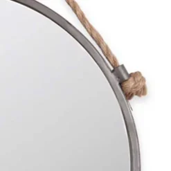 Gray Round Metal Hanging Rope Wall Mirror-Kirkland's Home Fashion