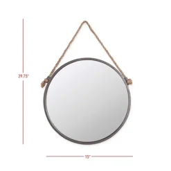 Gray Round Metal Hanging Rope Wall Mirror-Kirkland's Home Fashion