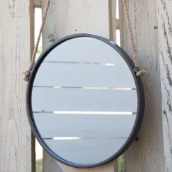 Gray Round Metal Hanging Rope Wall Mirror-Kirkland's Home Fashion