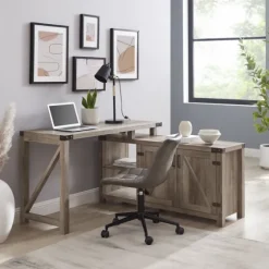 Gray Rustic L-Shape Farmhouse Desk-Kirkland's Home Store
