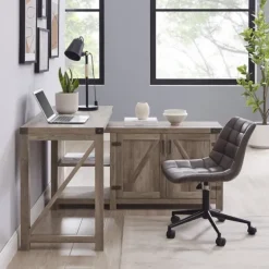 Gray Rustic L-Shape Farmhouse Desk-Kirkland's Home Store