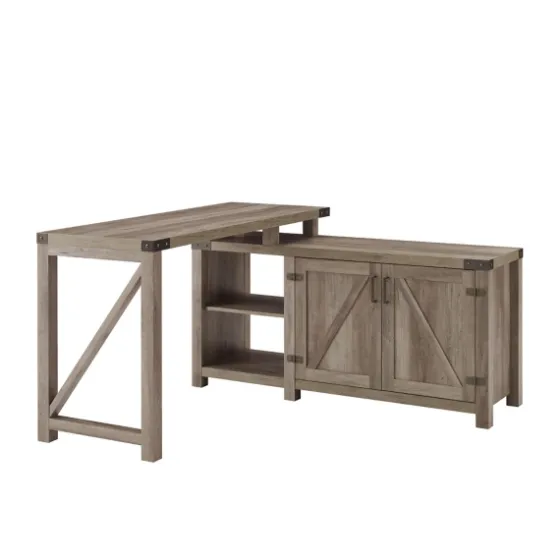 Gray Rustic L-Shape Farmhouse Desk-Kirkland's Home Store