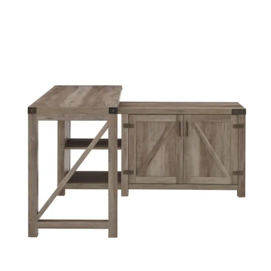 Gray Rustic L-Shape Farmhouse Desk-Kirkland's Home Store