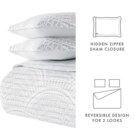 Gray Scalloped Reversible 3-Pc. King Quilt Set-Kirkland's Home Best