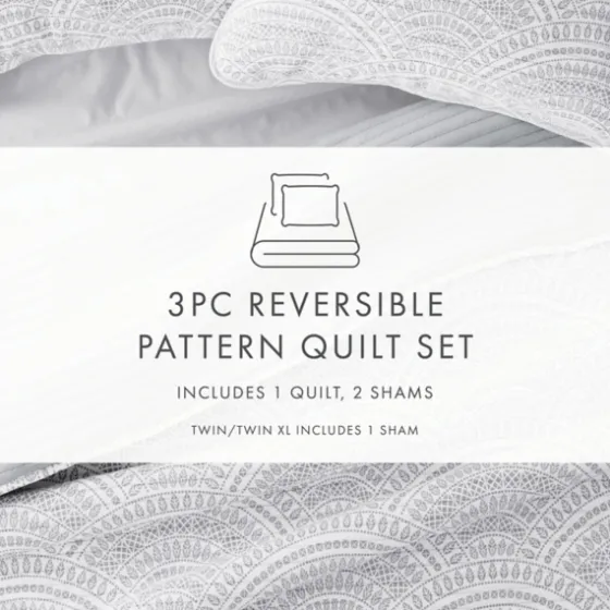 Gray Scalloped Reversible 2-Pc. Twin Quilt Set-Kirkland's Home Flash Sale