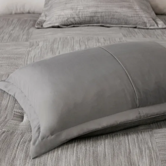 Gray Seersucker 7-Pc. King Comforter Set-Kirkland's Home Shop