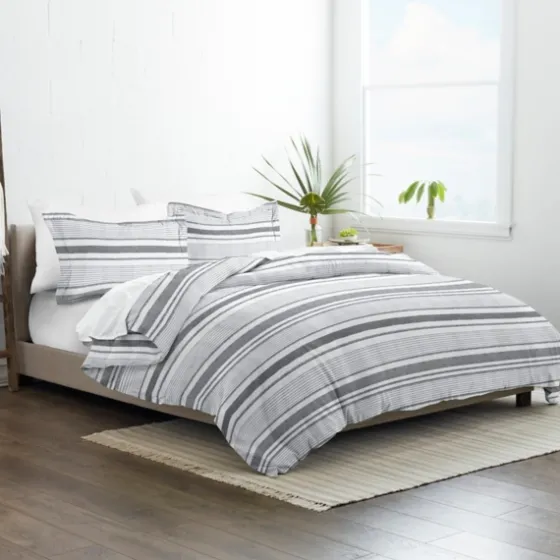 Gray Soft Striped 3-Pc. Queen Duvet Cover Set-Kirkland's Home Shop