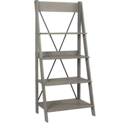 Gray Solid Wood Ladder Bookshelf-Kirkland's Home Sale