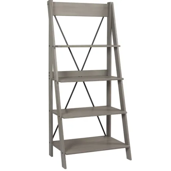 Gray Solid Wood Ladder Bookshelf-Kirkland's Home Sale