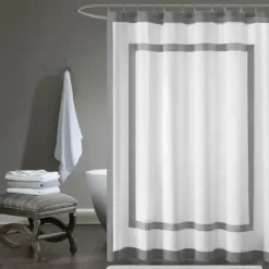 Gray Square Trim Cotton Shower Curtain-Kirkland's Home Fashion