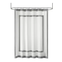 Gray Square Trim Cotton Shower Curtain-Kirkland's Home Fashion