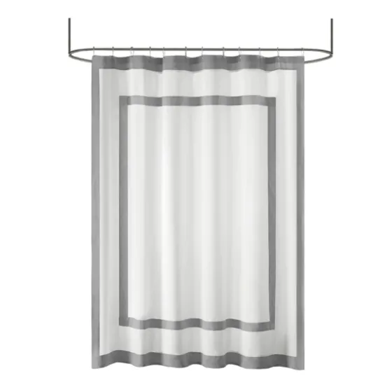 Gray Square Trim Cotton Shower Curtain-Kirkland's Home Fashion
