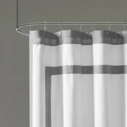 Gray Square Trim Cotton Shower Curtain-Kirkland's Home Fashion