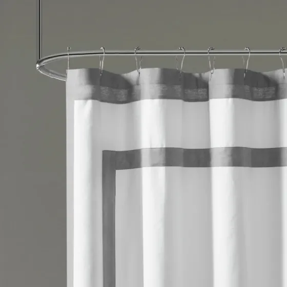 Gray Square Trim Cotton Shower Curtain-Kirkland's Home Fashion