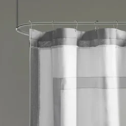 Gray Square Trim Cotton Shower Curtain-Kirkland's Home Fashion