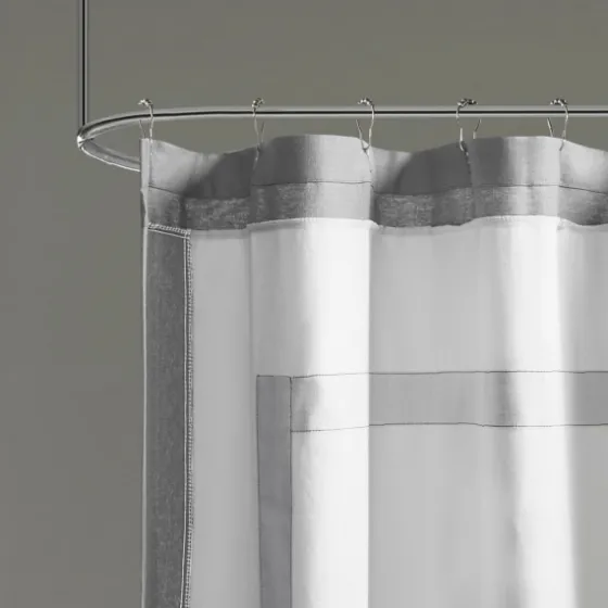Gray Square Trim Cotton Shower Curtain-Kirkland's Home Fashion