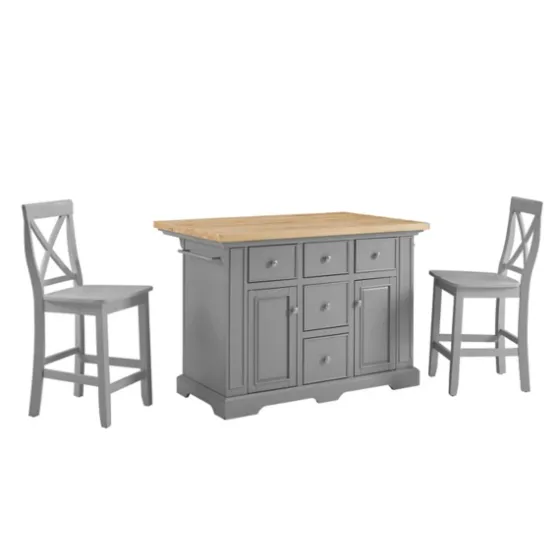 Gray Storage Cabinet 3-Pc. Kitchen Island Set-Kirkland's Home Fashion