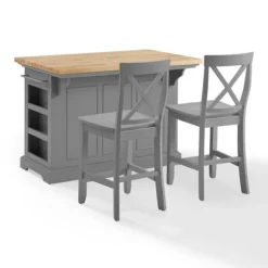 Gray Storage Cabinet 3-Pc. Kitchen Island Set-Kirkland's Home Fashion
