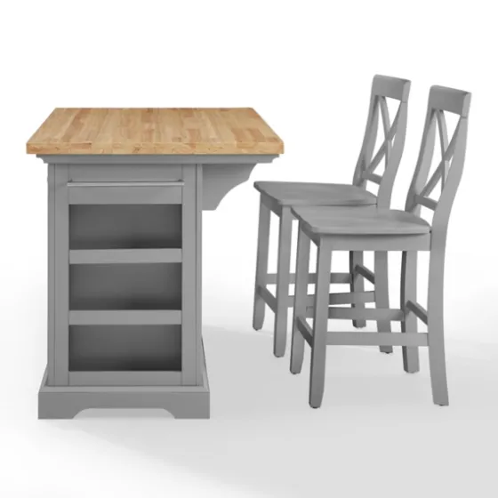 Gray Storage Cabinet 3-Pc. Kitchen Island Set-Kirkland's Home Fashion