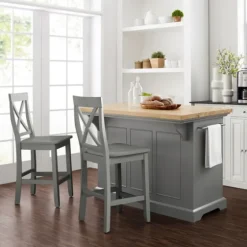 Gray Storage Cabinet 3-Pc. Kitchen Island Set-Kirkland's Home Fashion