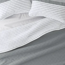 Gray Striped Reversible 3-Pc. King Quilt Set-Kirkland's Home Store