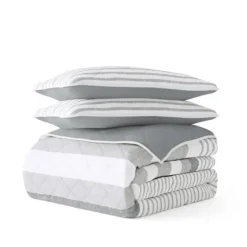 Gray Striped Reversible 2-Pc. Twin Quilt Set-Kirkland's Home New