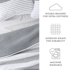 Gray Striped Reversible 2-Pc. Twin Quilt Set-Kirkland's Home New