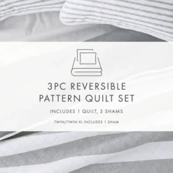 Gray Striped Reversible 2-Pc. Twin Quilt Set-Kirkland's Home New