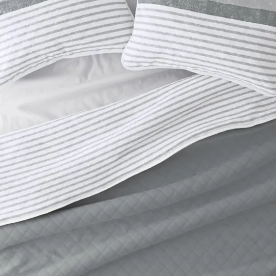 Gray Striped Reversible 3-Pc. Queen Quilt Set-Kirkland's Home Online