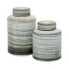 Gray Striped Stoneware Jars With Lids, Set Of 2-Kirkland's Home Sale