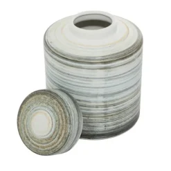 Gray Striped Stoneware Jars With Lids, Set Of 2-Kirkland's Home Sale