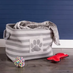 Gray Stripes And Paw Basket With Handles-Kirkland's Home Best Sale
