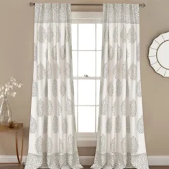 Gray Teardrop Leaves Curtain Panel Set, 84 In.-Kirkland's Home Sale