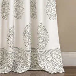 Gray Teardrop Leaves Curtain Panel Set, 84 In.-Kirkland's Home Sale