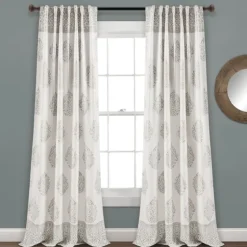 Gray Teardrop Leaves Curtain Panel Set, 95 In.-Kirkland's Home Clearance