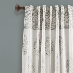 Gray Teardrop Leaves Curtain Panel Set, 95 In.-Kirkland's Home Clearance