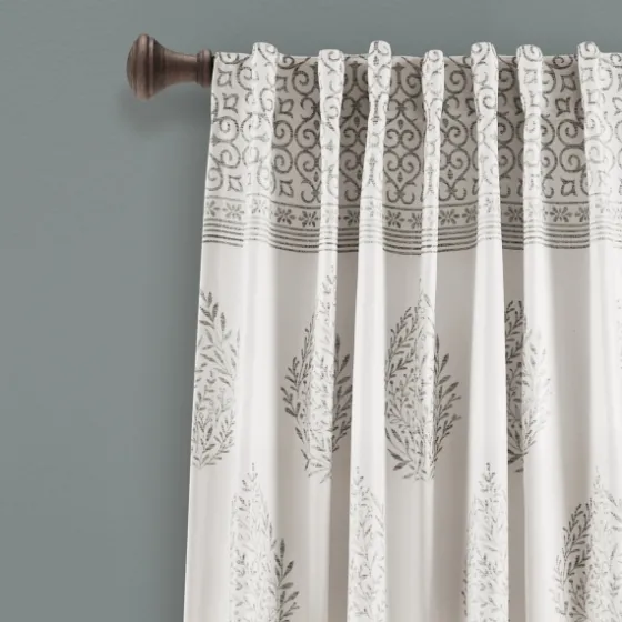 Gray Teardrop Leaves Curtain Panel Set, 95 In.-Kirkland's Home Clearance