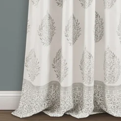 Gray Teardrop Leaves Curtain Panel Set, 95 In.-Kirkland's Home Clearance